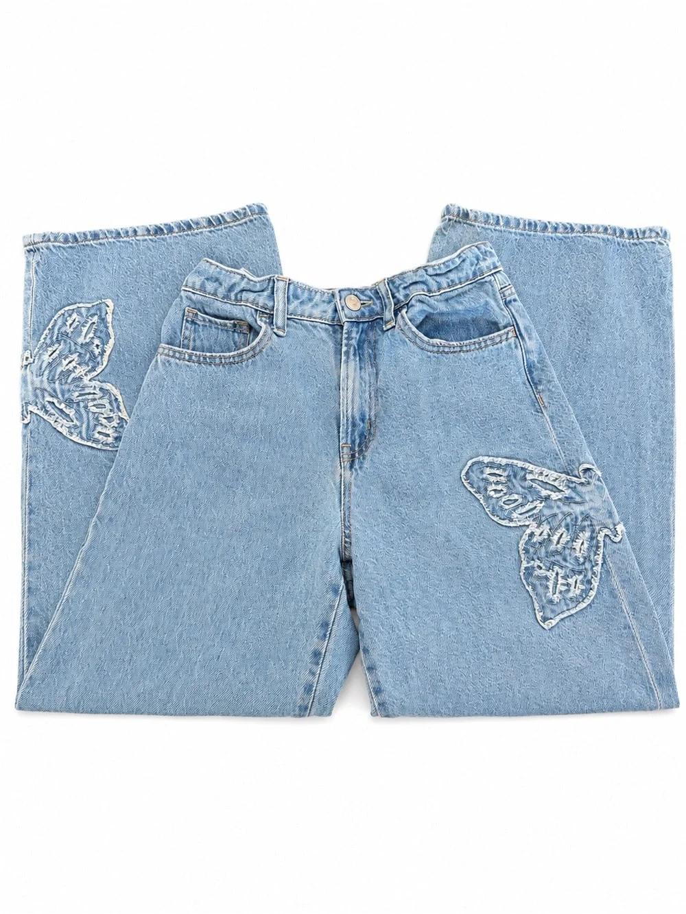 GAP Kids Girls Wide Leg Jeans Butterfly Embroidery Patch Y2K Adjustable Waist 16